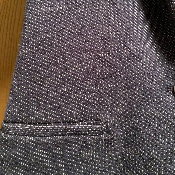 Zara Knit Textured Navy Blazer Star Lining Gray Elbow Patches Size XS Womens - Picture 2 of 6